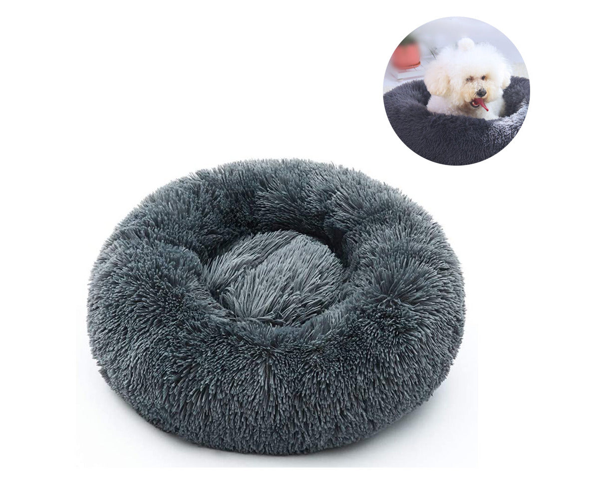 Dog Bed Cat Bed round Plush Soft Pet Bed Donut Dog Pillow Dog Sofa Diameter 60Cm